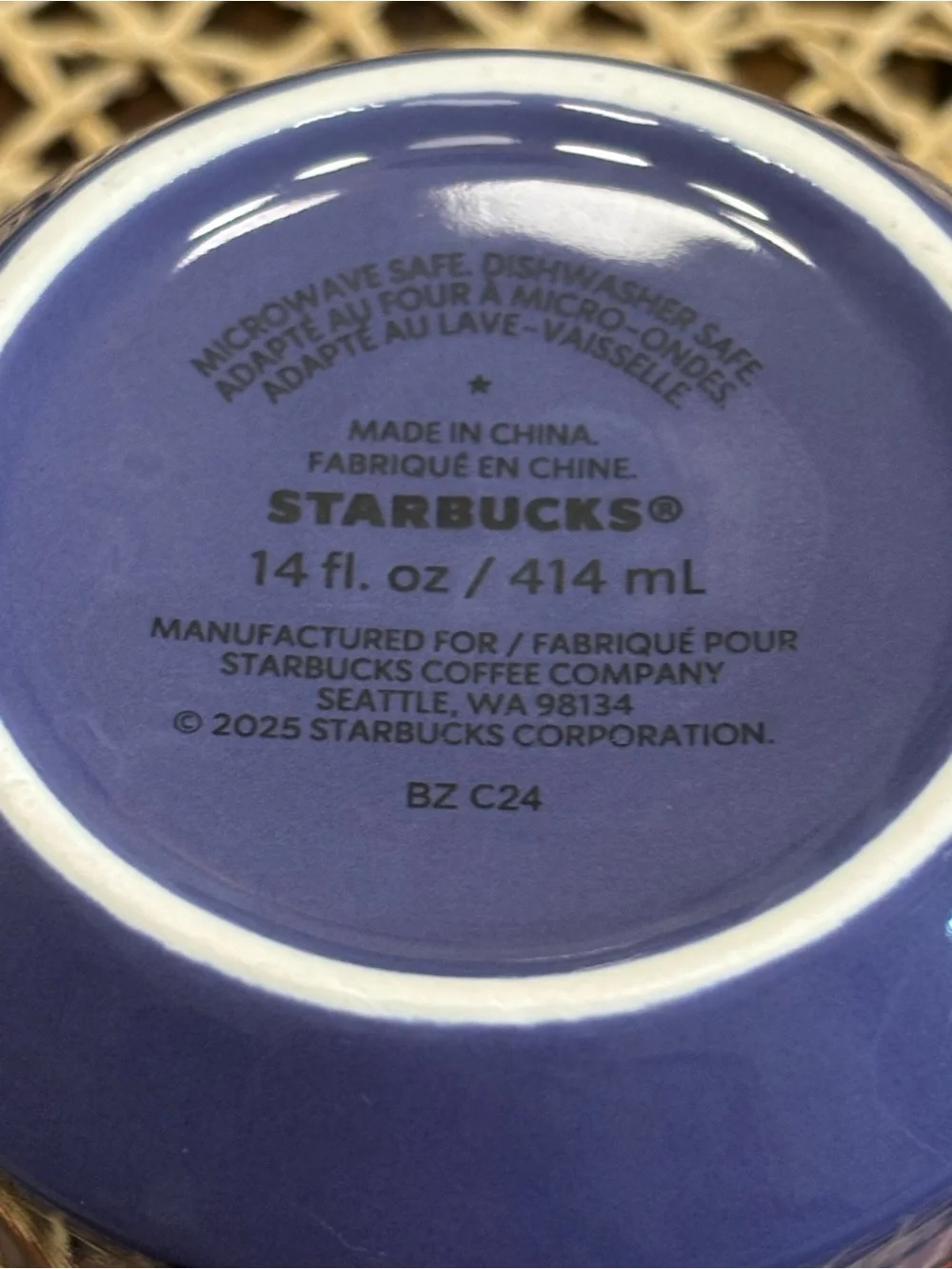 Starbucks ceramic purple and coral 14 ounce mug